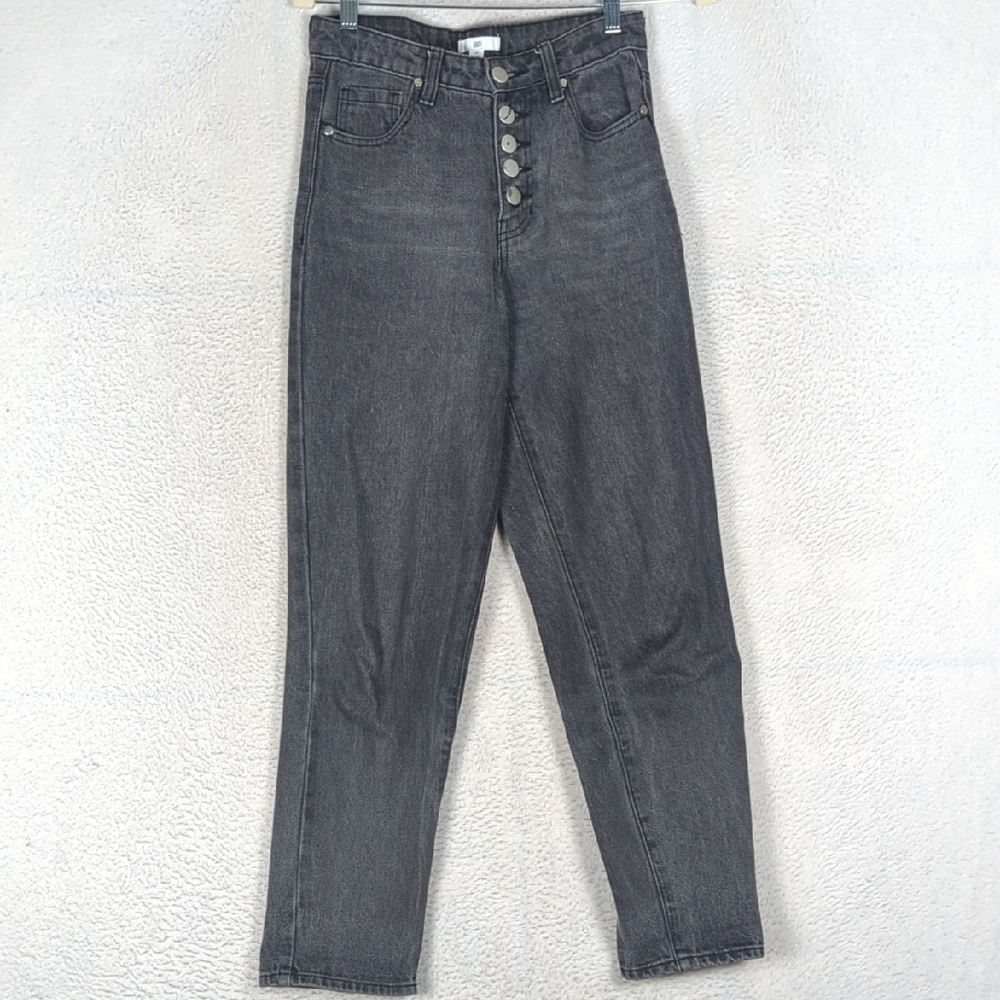 BP Women's Gray Button Fly High Rise Mom Jeans Waist 25